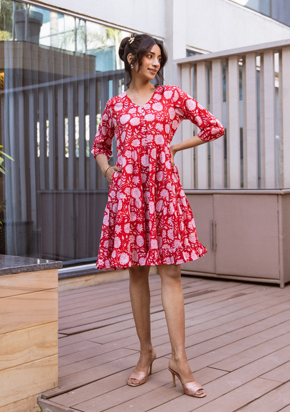 Red Floral Delight Dress