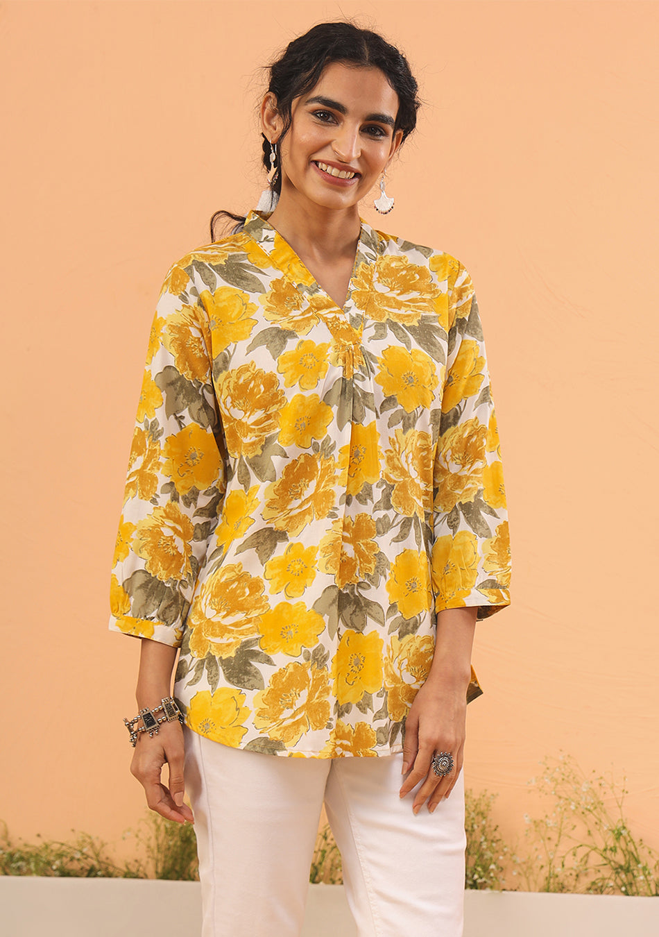 Sunshine Floral Pleated Top