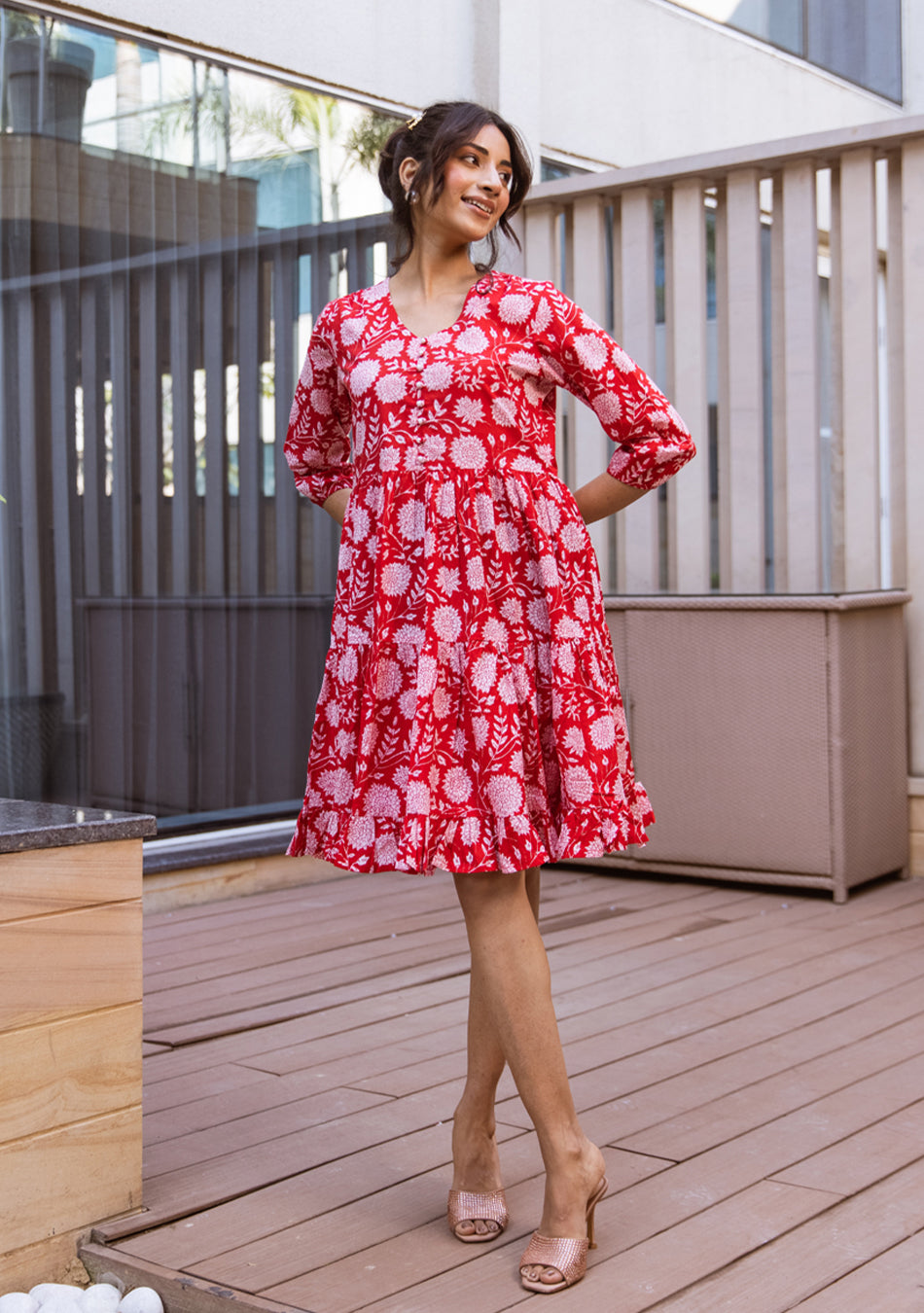 Red Floral Delight Dress