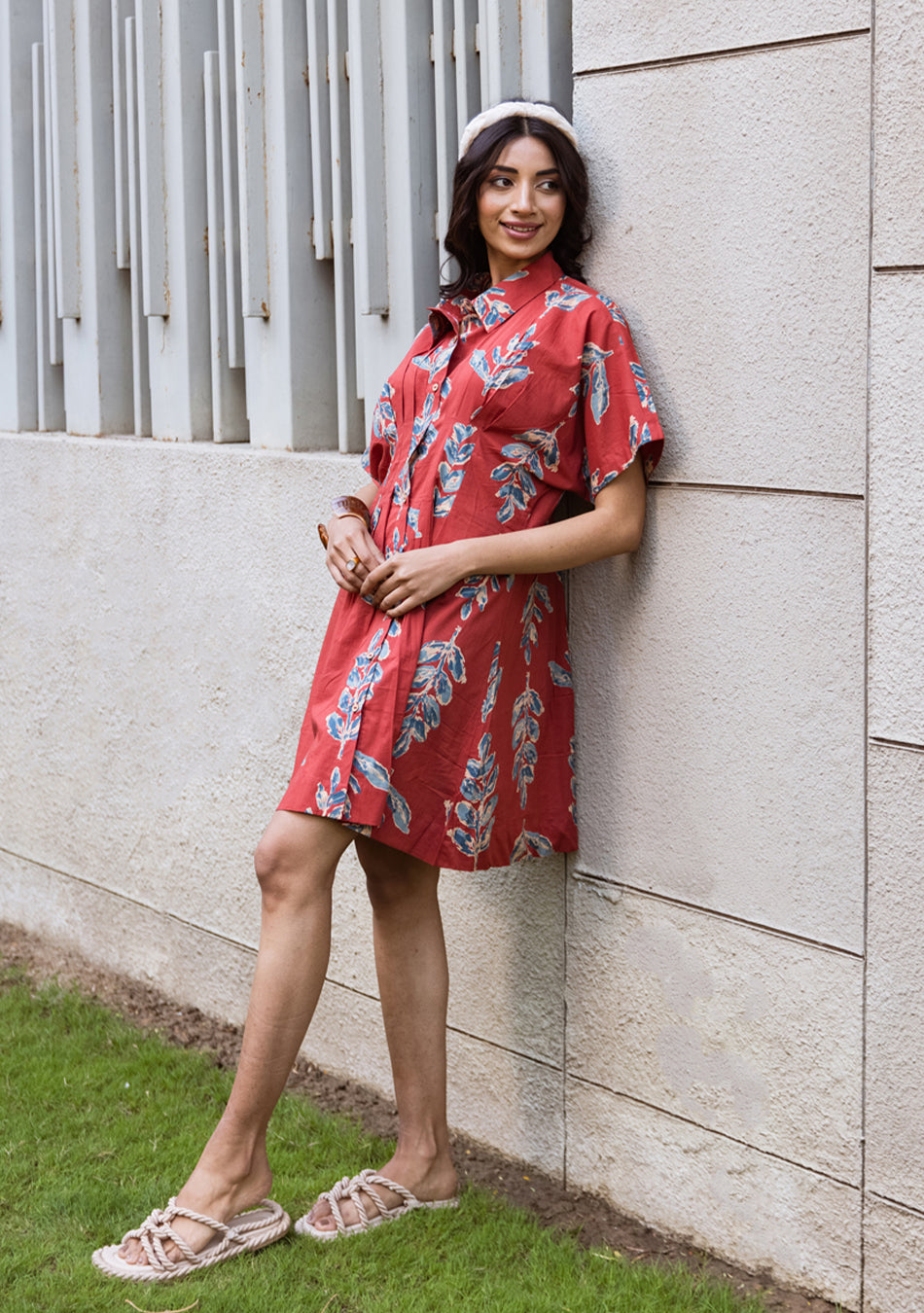 Crimson Leafy Dress