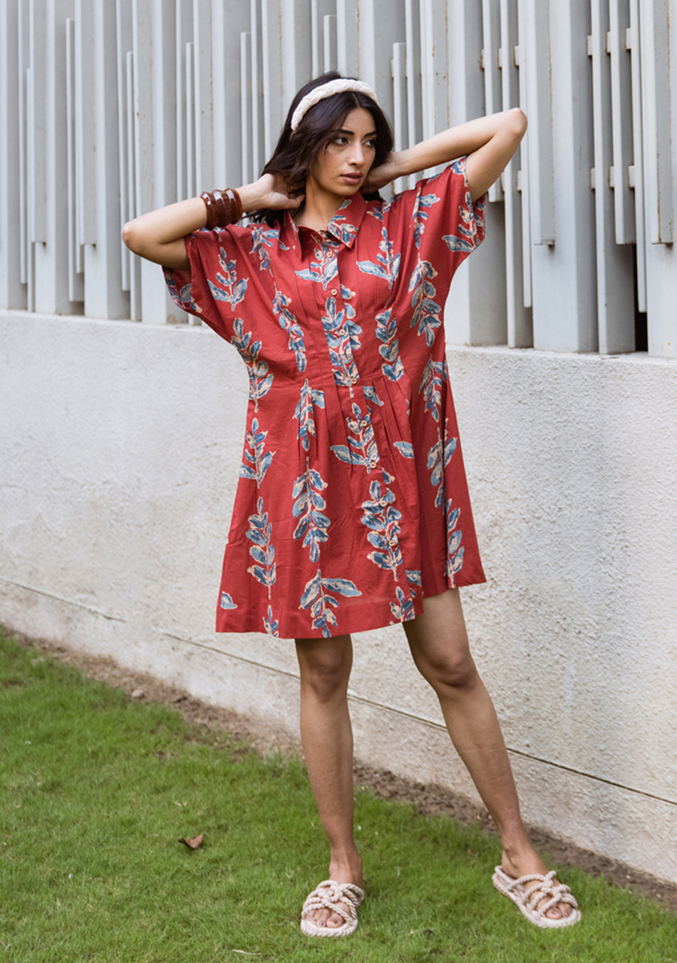 Crimson Leafy Dress