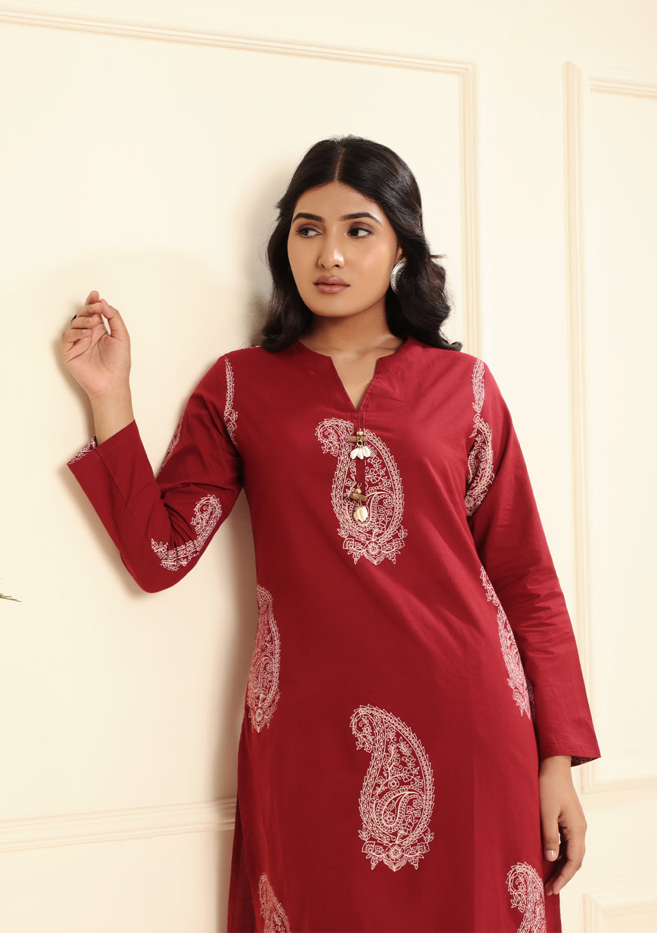 Burgundy Paisley Handblock Co-ord Set