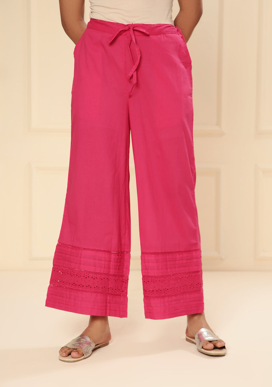 BRIGHT PINK SCHIFFLY BORDER PANT