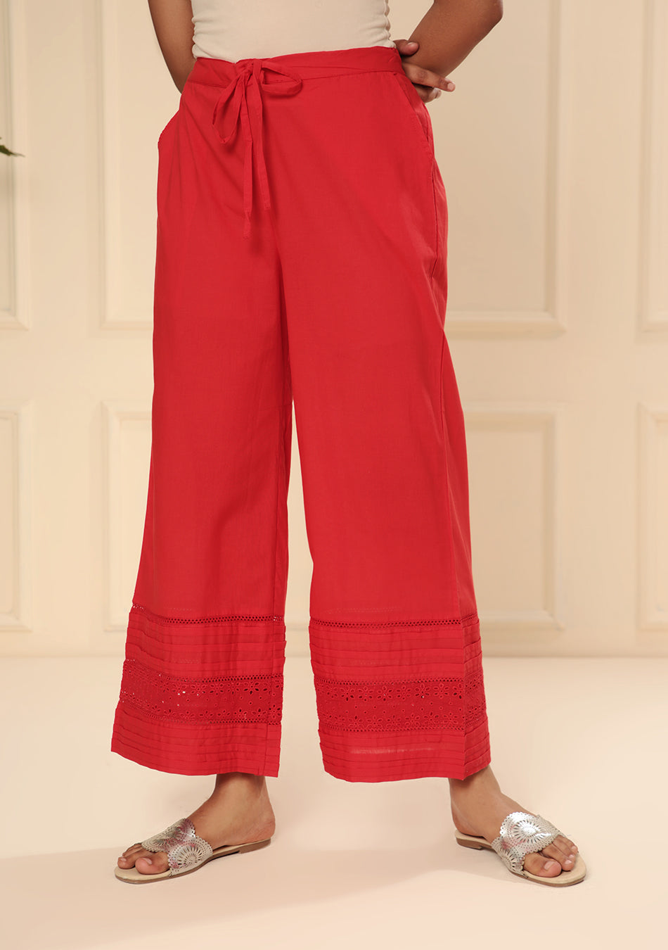 RED SCHIFFLY BORDER PANT