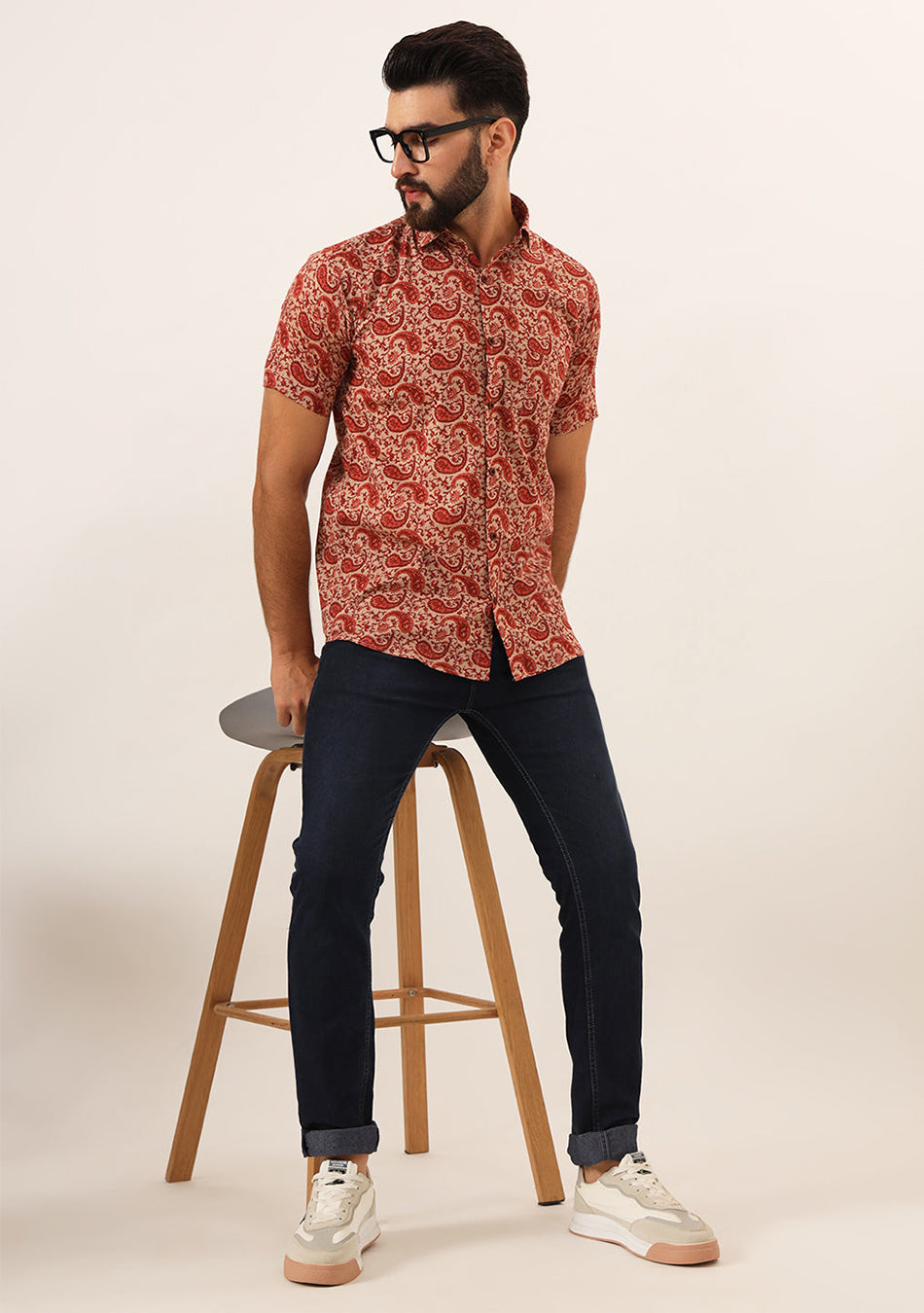 Maroon Paisley Print Pure Cotton Regular Fit Casual Shirt