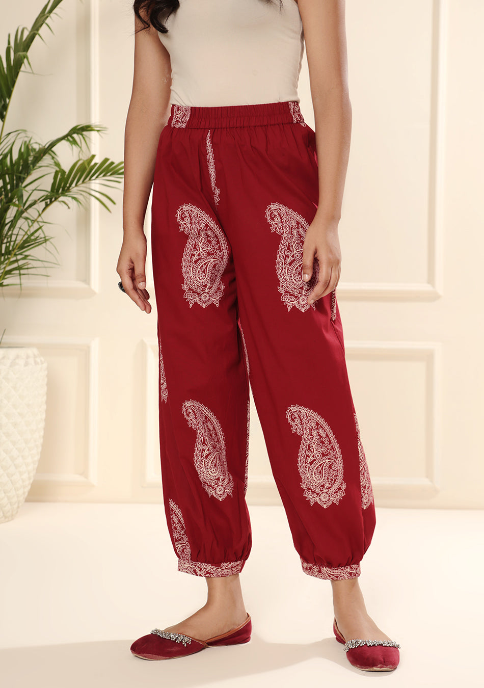 Burgundy Paisley Handblock Co-ord Set