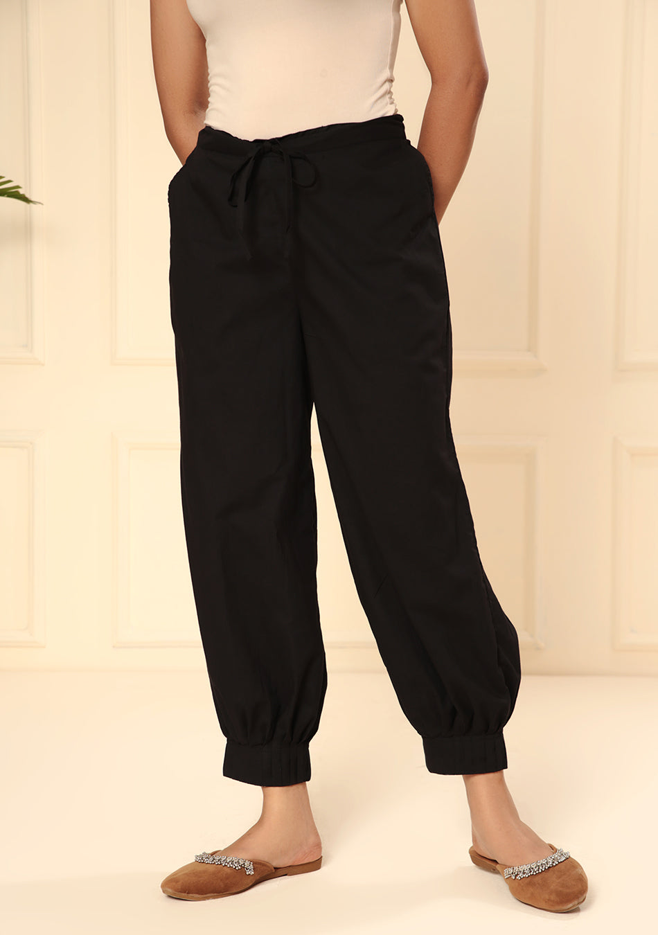 Black Afghani pant with pintex