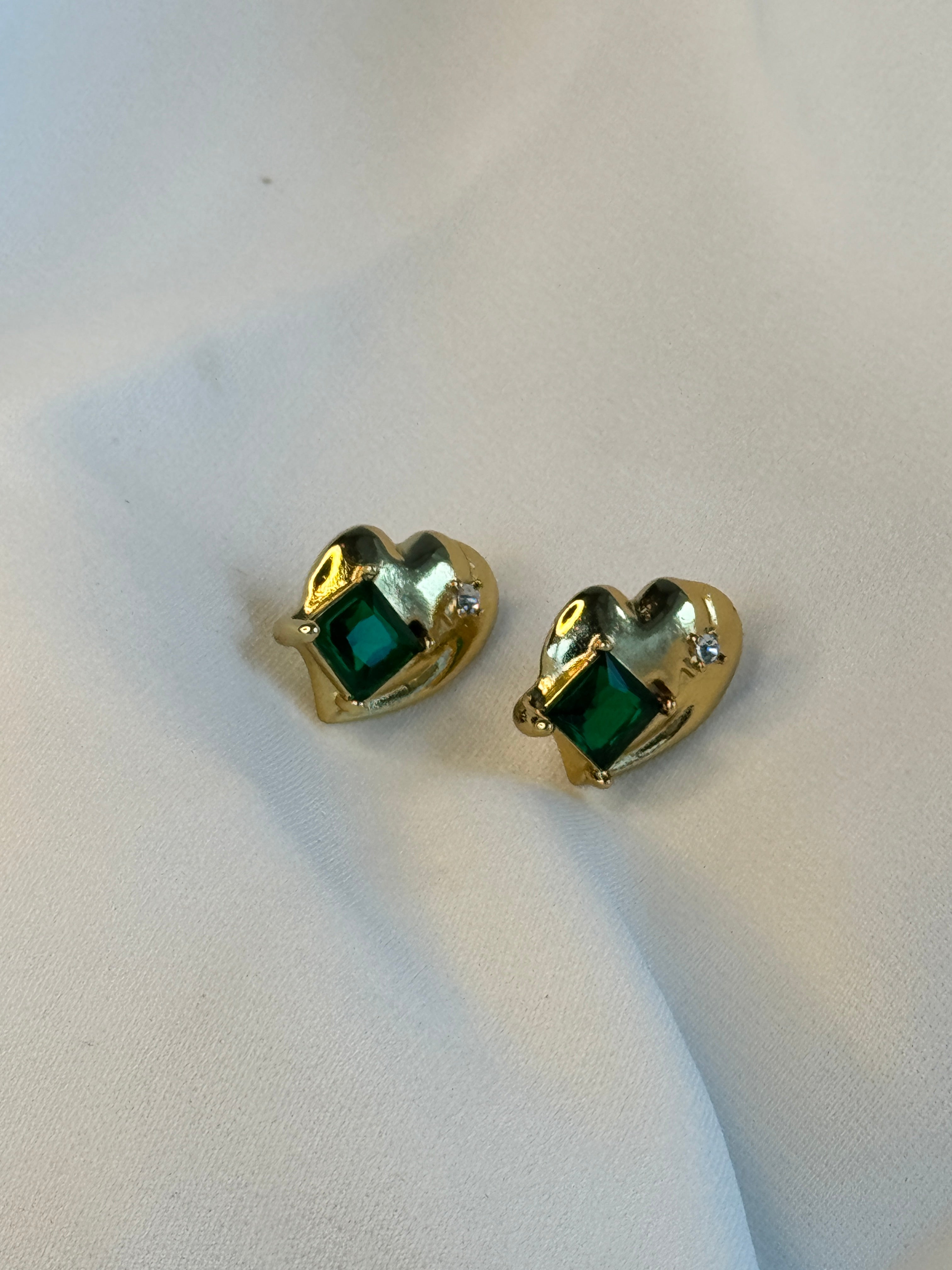 Emerald Shine Gold Studs