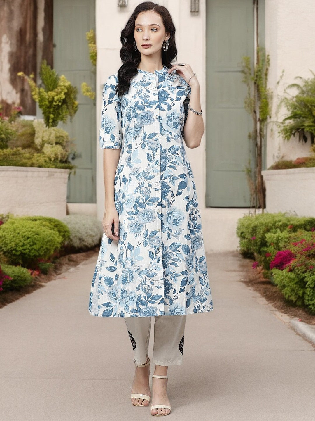 Floral Print Cotton Kurta