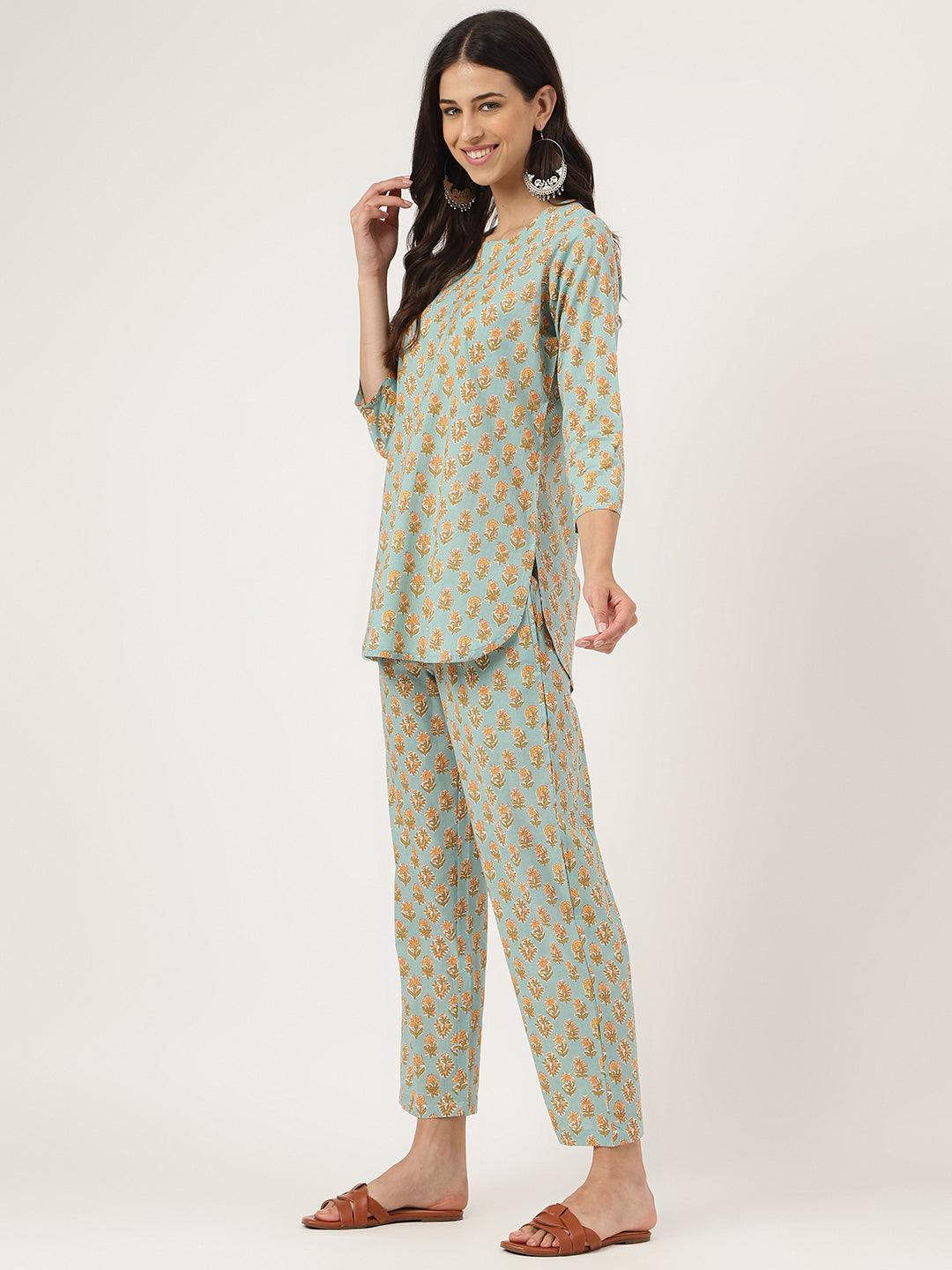 Light Green Printed Loungewear/Nightwear