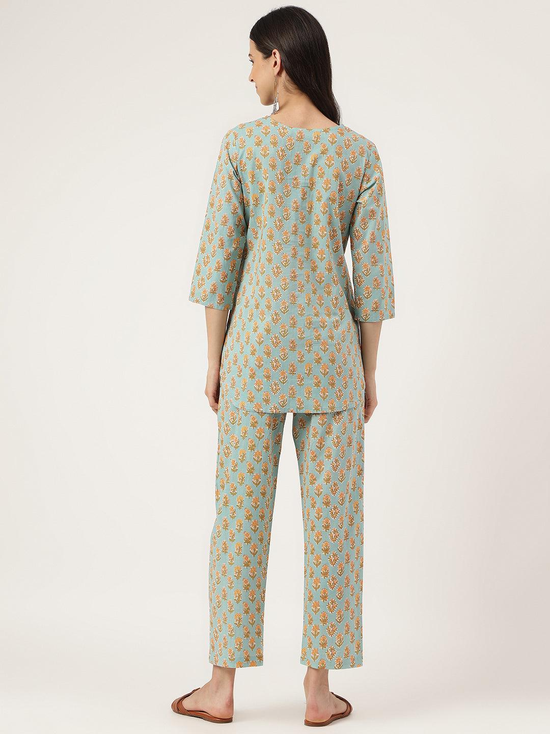 Light Green Printed Loungewear/Nightwear