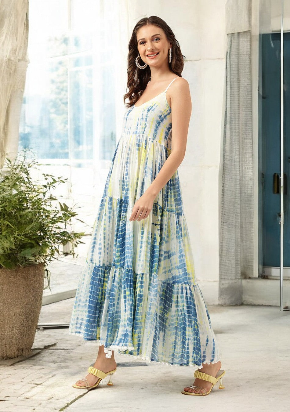 Blue Tie and Dye Maxi Dress