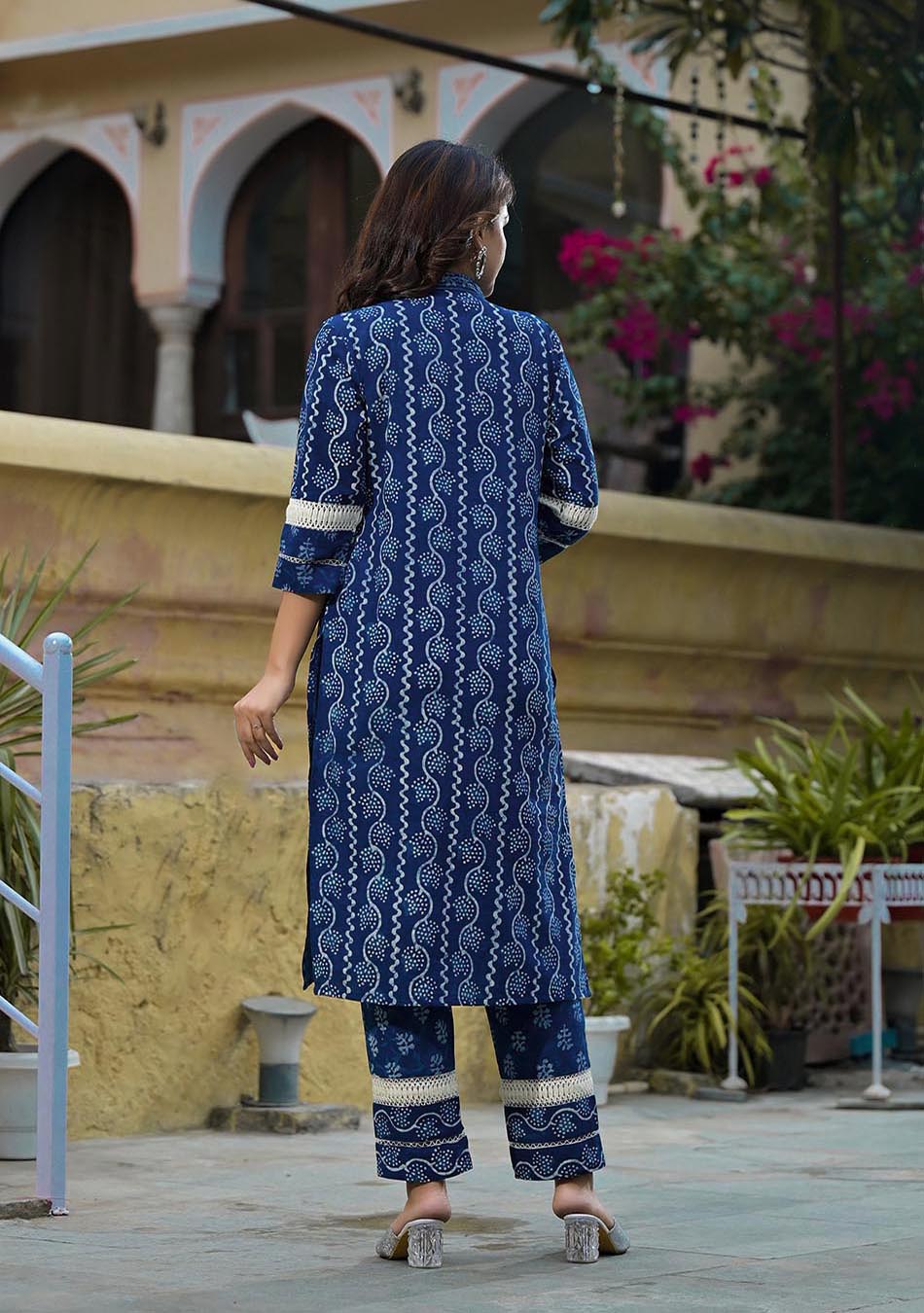 Indigo  DABU PRINT SUIT SET