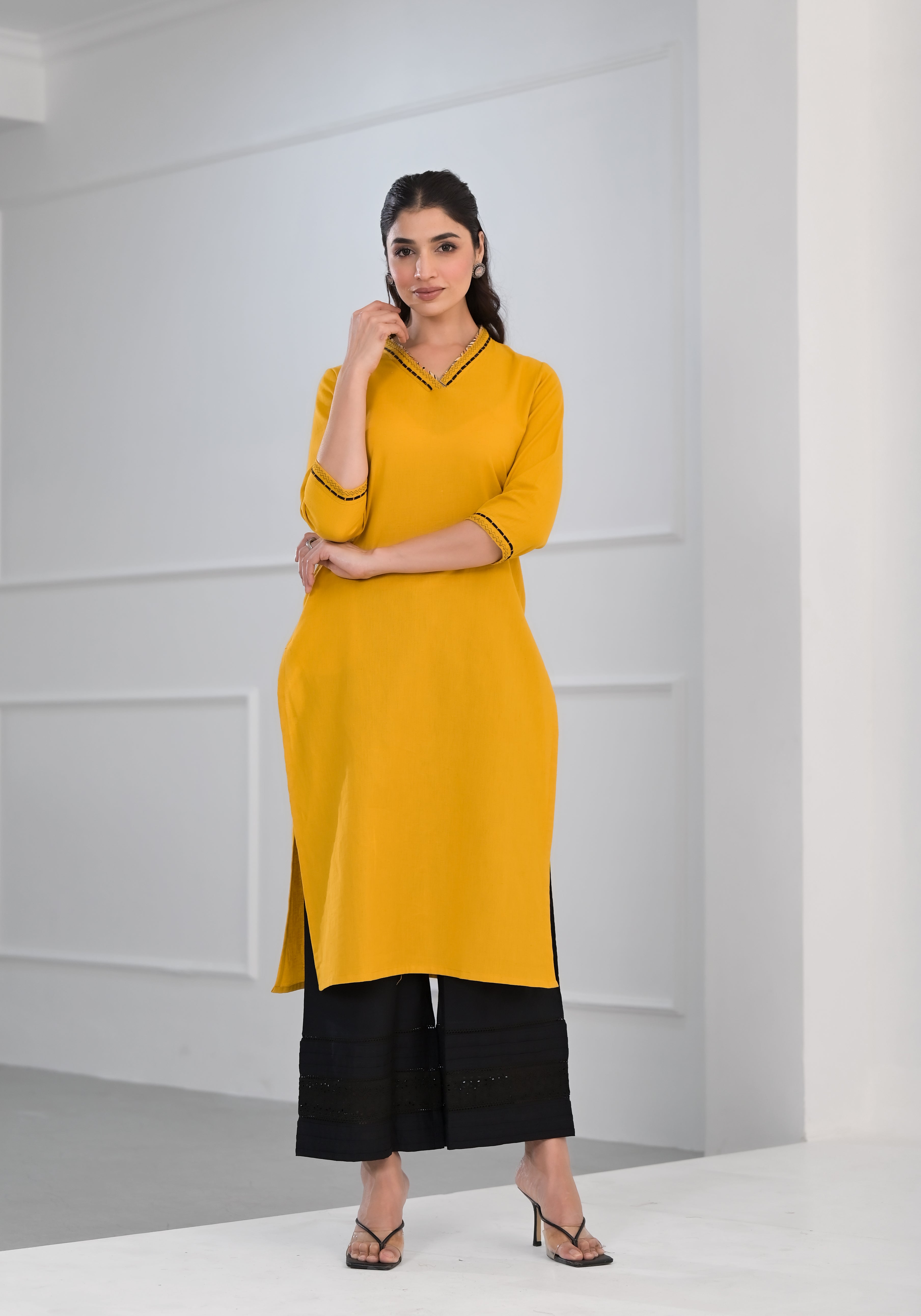 Solid Yellow Kurta