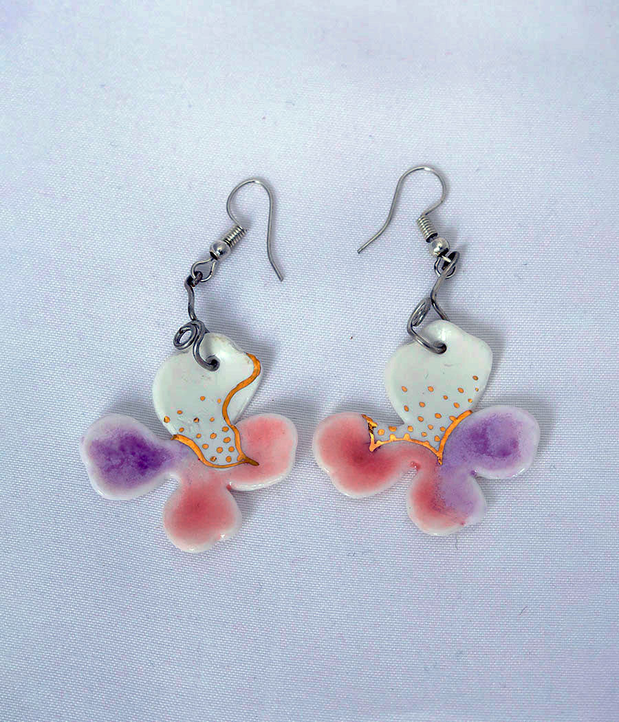 Pink Orange petal Earring and Pendant Set