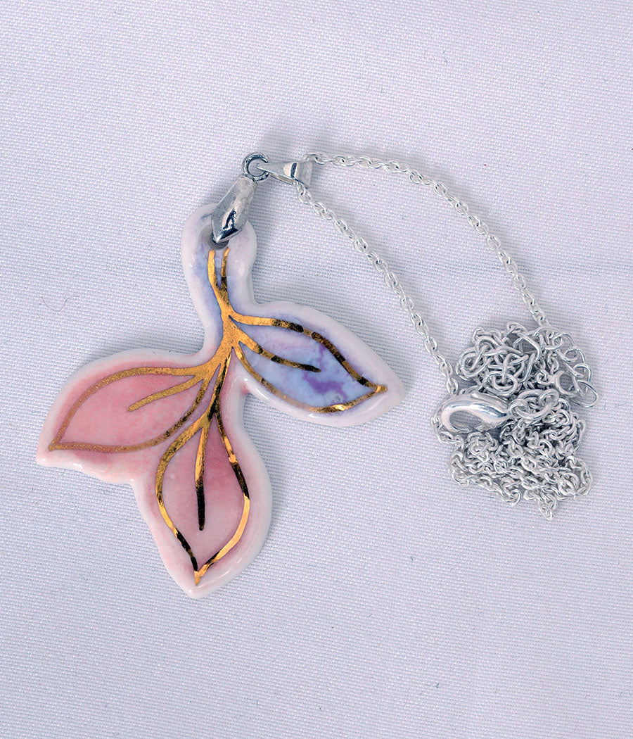 Pink Orange petal Earring and Pendant Set