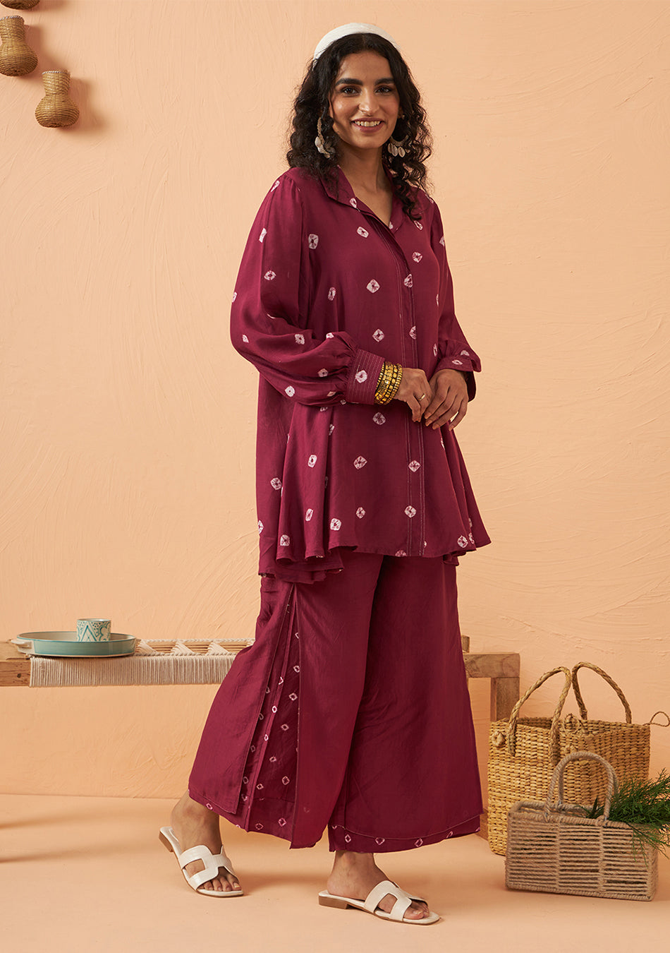 Crimson Bandhani Breeze Set