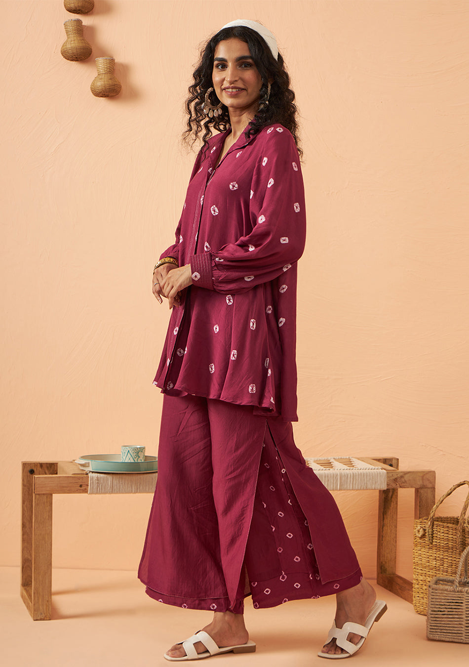 Crimson Bandhani Breeze Set