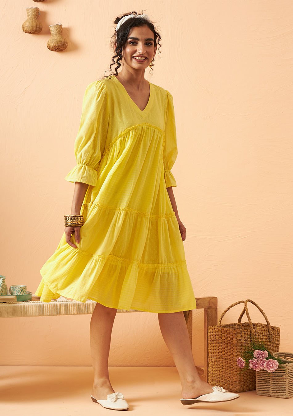 Lemon Zest Tiered Dress