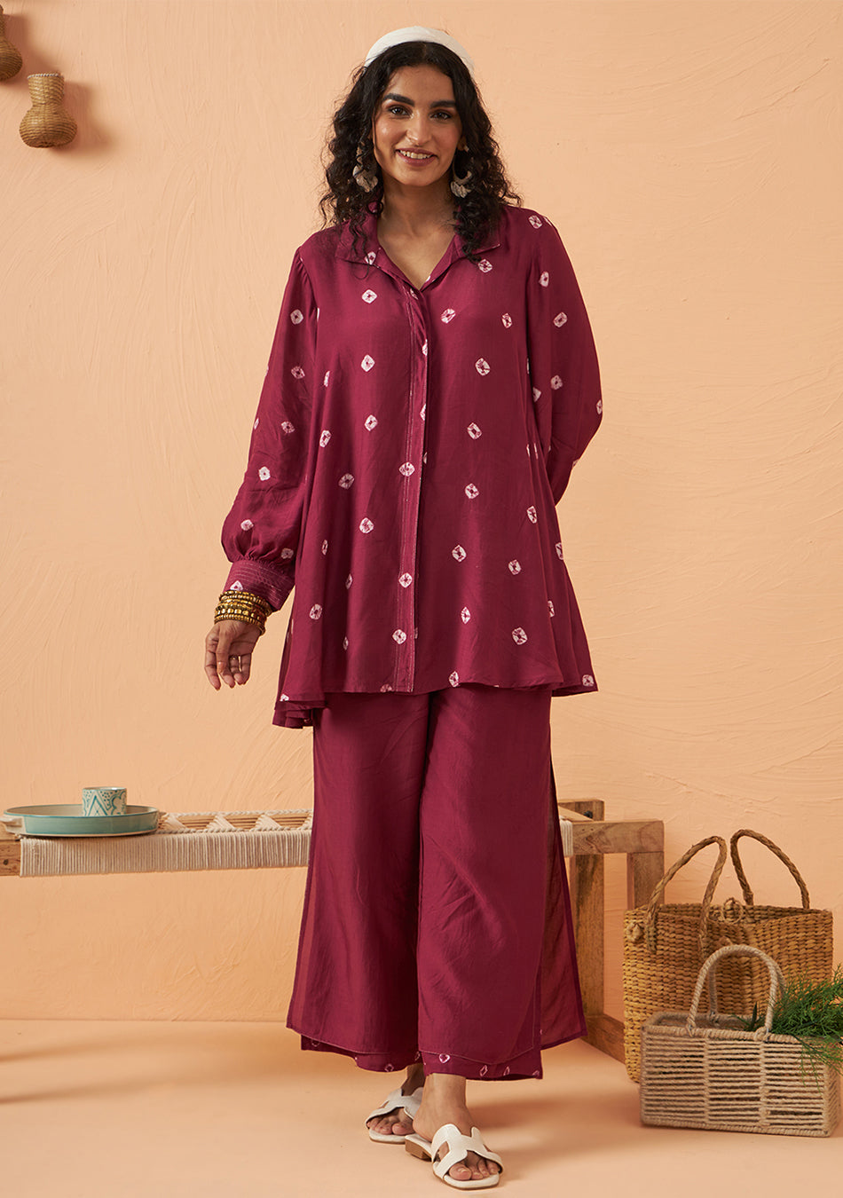 Crimson Bandhani Breeze Set