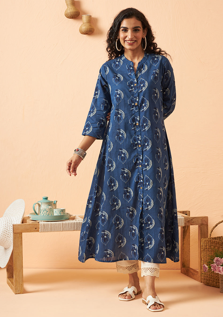 Indigo Reef Hand Block Print Kurta