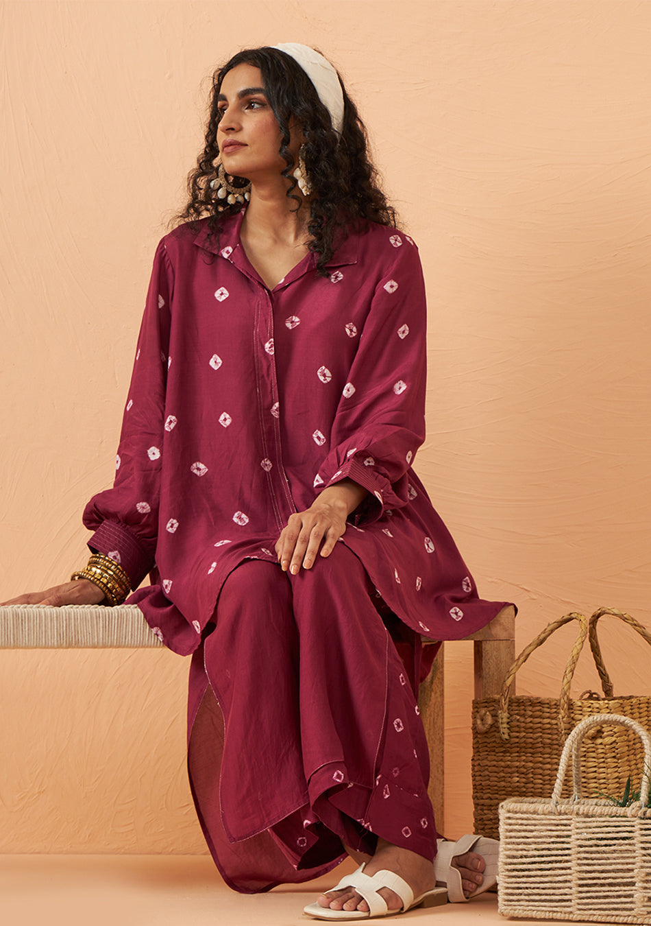 Crimson Bandhani Breeze Set