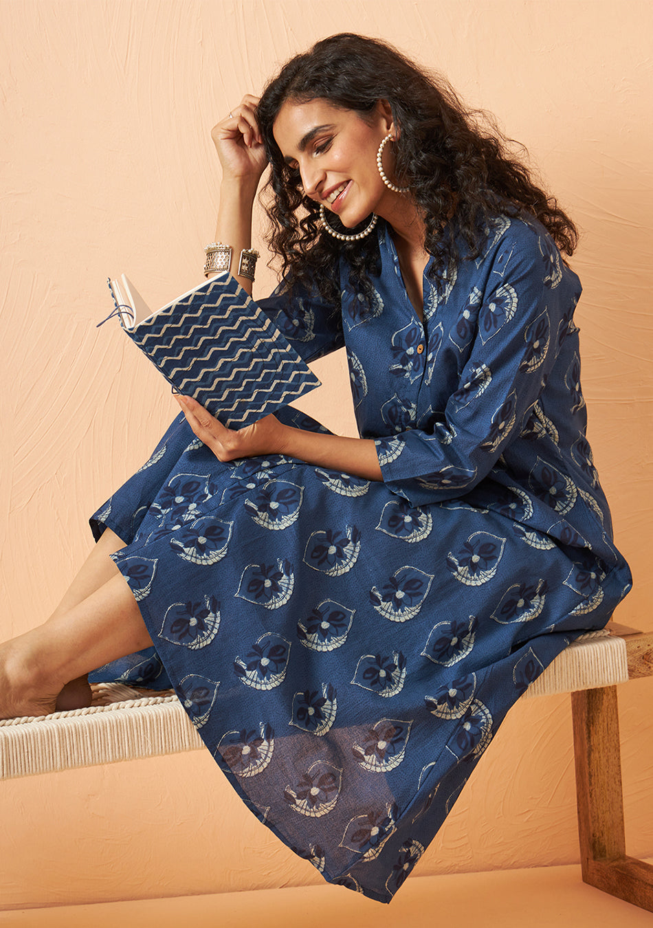 Indigo Reef Hand Block Print Kurta