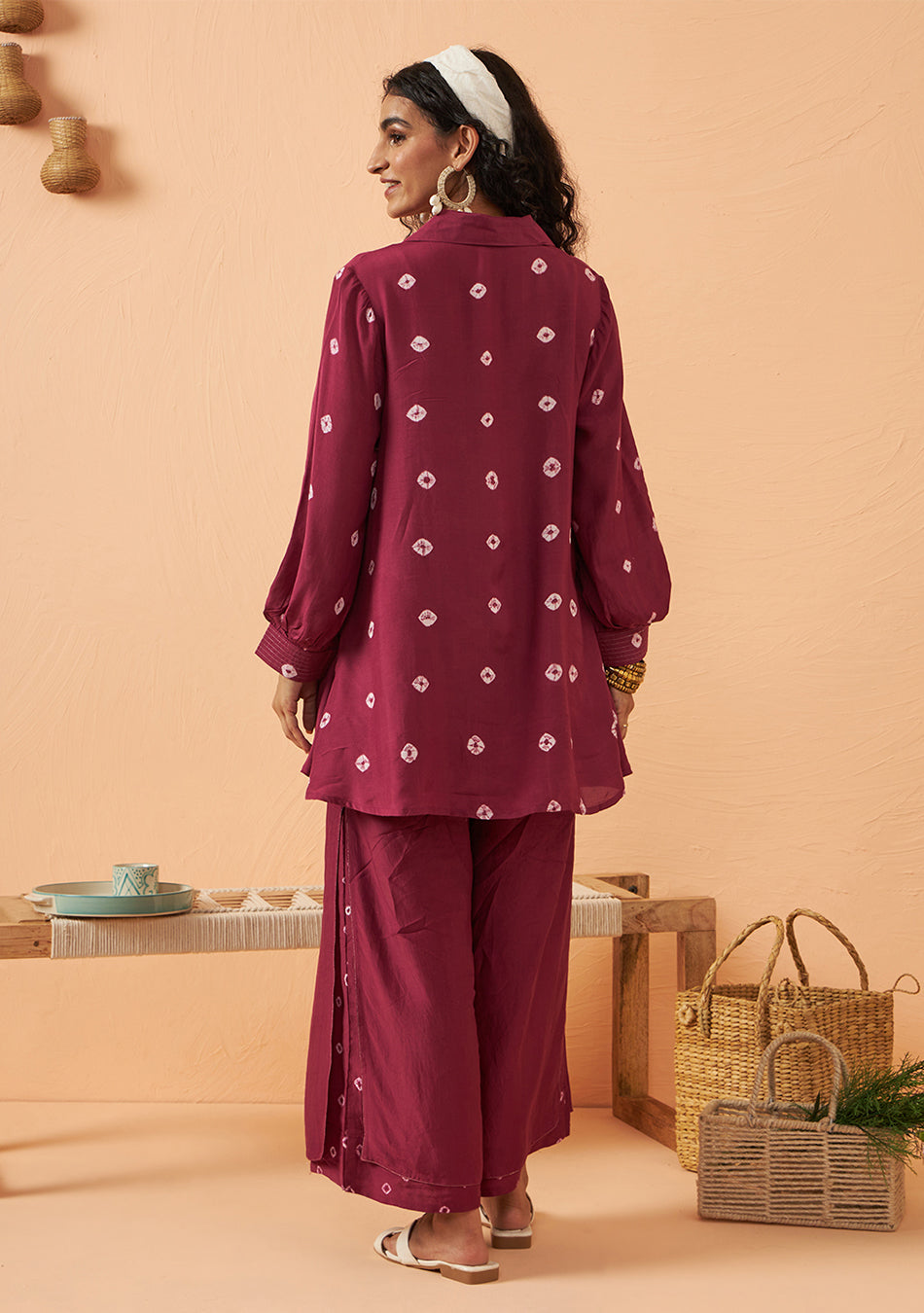 Crimson Bandhani Breeze Set