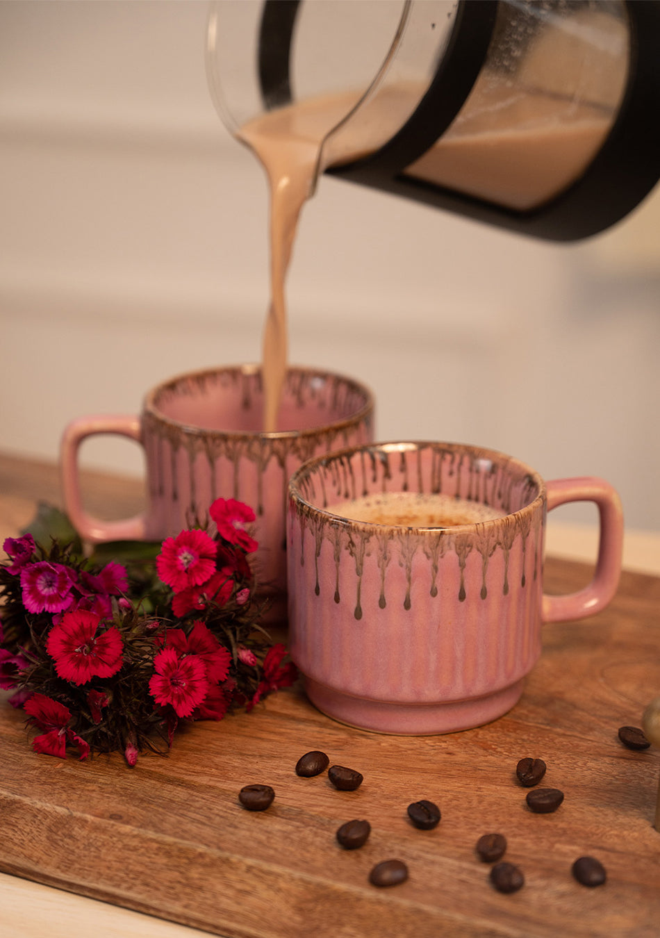 Rosy Finch Pink Ceramic Mugs Set