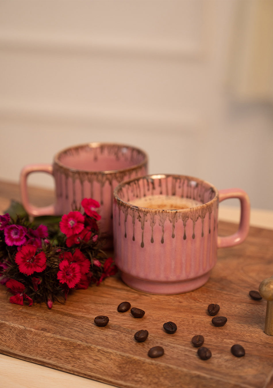 Rosy Finch Pink Ceramic Mugs Set