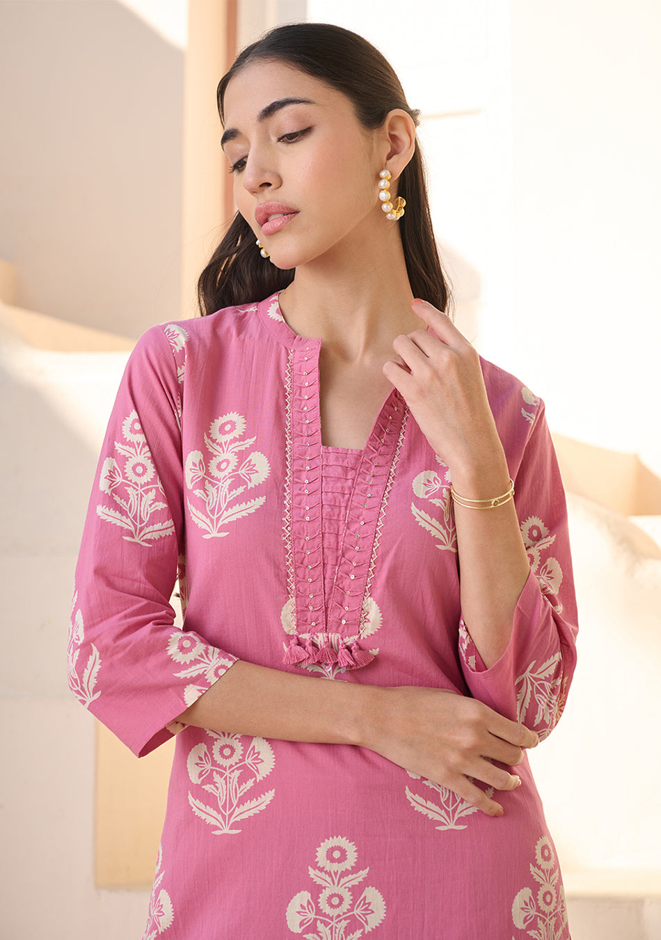 Rose Printed Suit Set with Dupatta