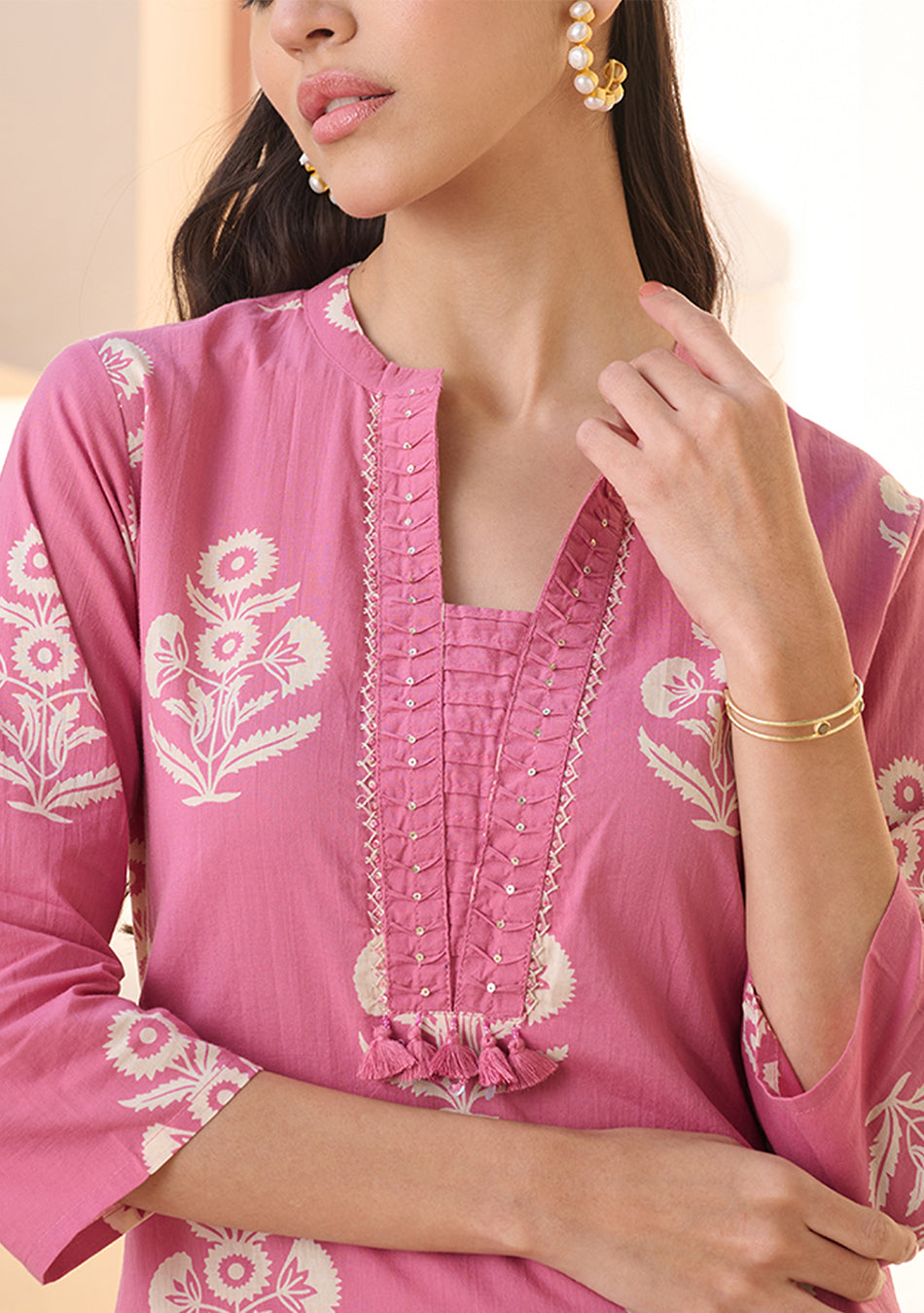 Rose Printed Suit Set with Dupatta