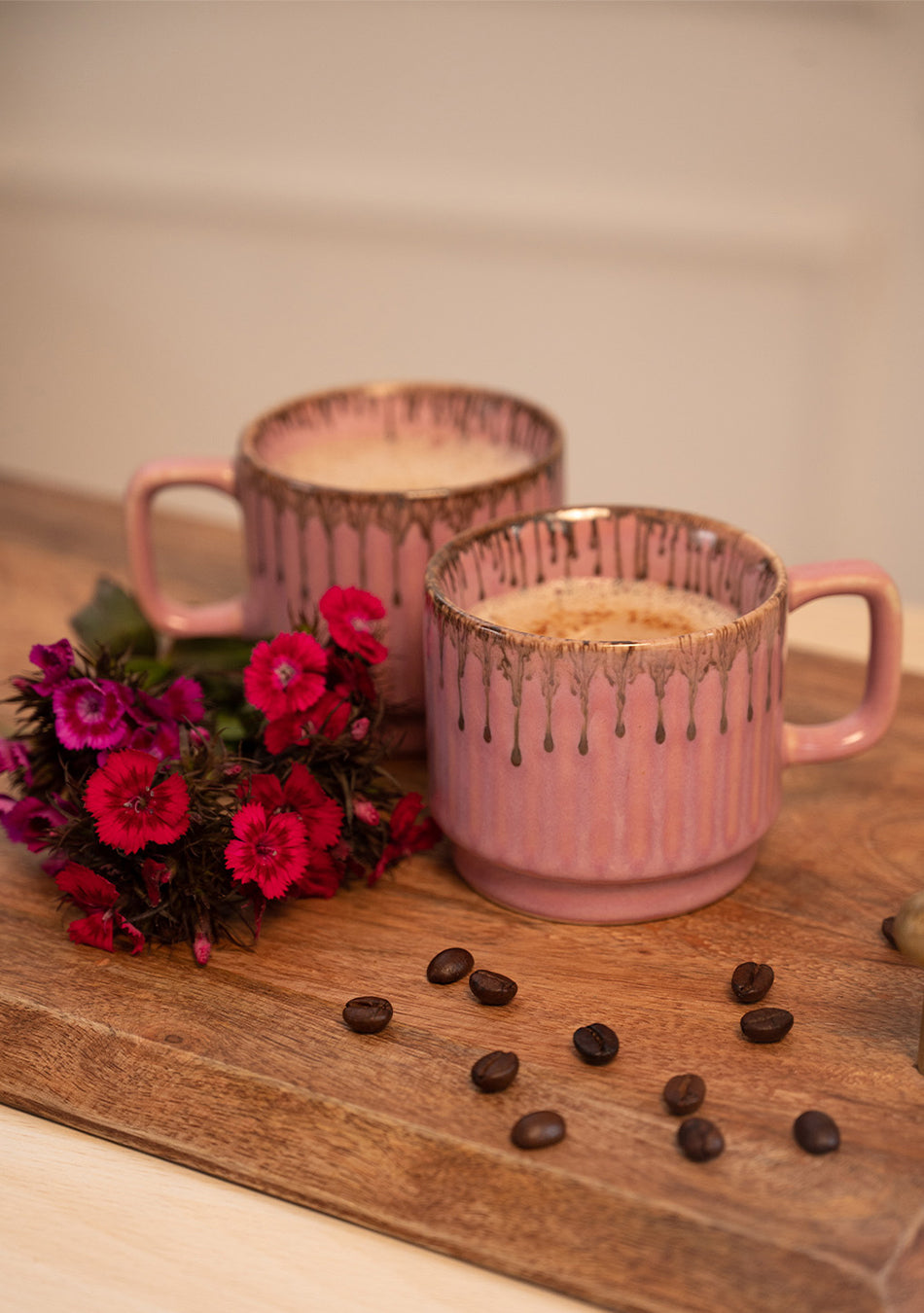 Rosy Finch Pink Ceramic Mugs Set