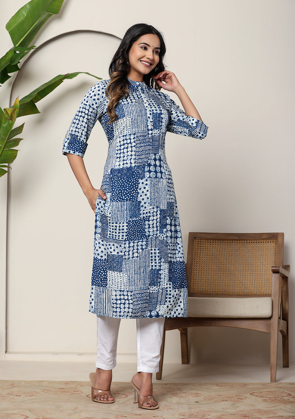 Indigo Patchwork Printed Kurta