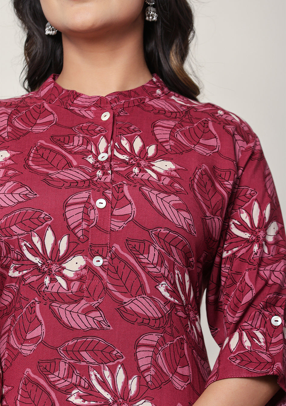 Maroon Floral Kurta