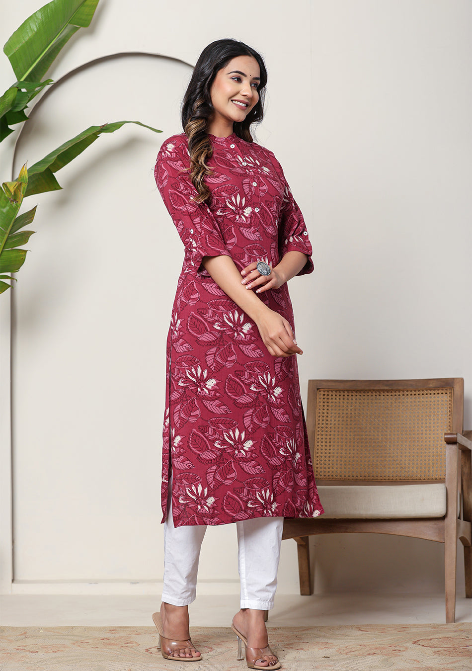 Maroon Floral Kurta