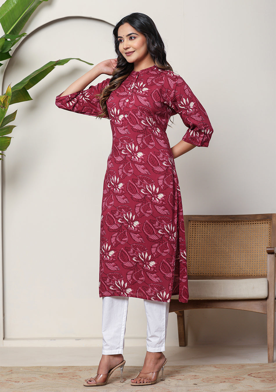 Maroon Floral Kurta