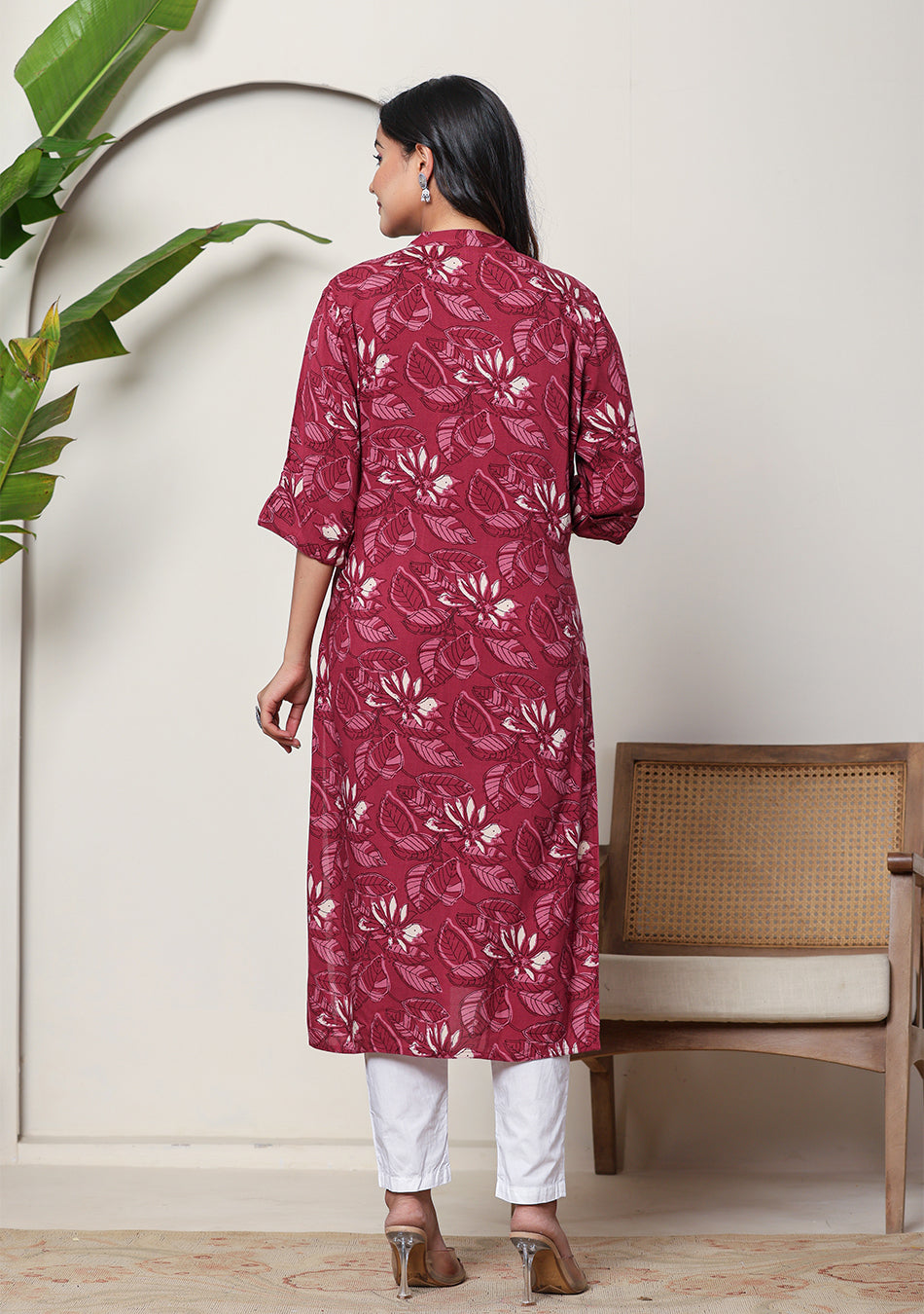 Maroon Floral Kurta