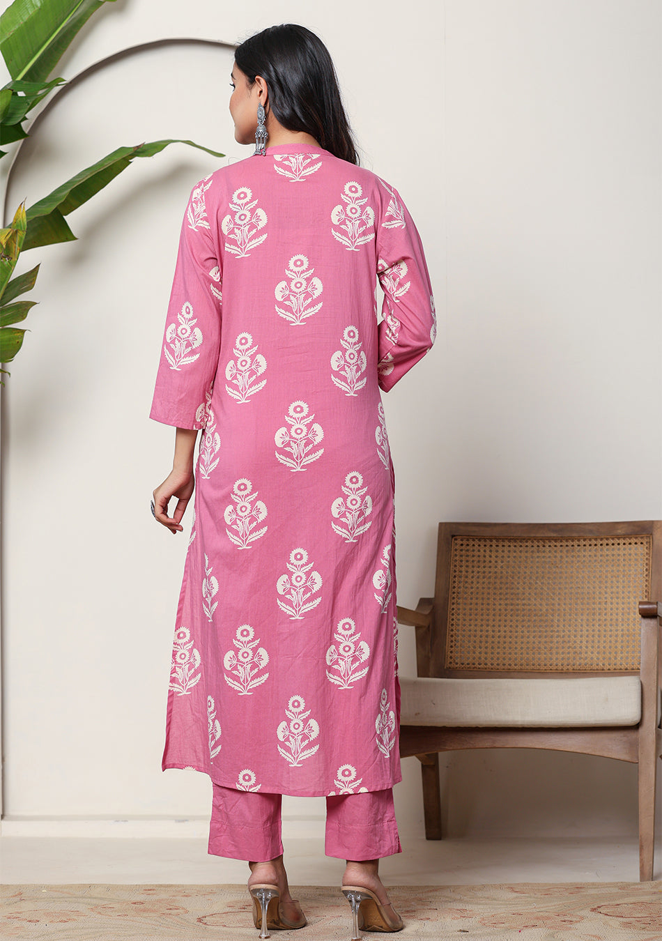 Rose Printed Suit Set with Dupatta