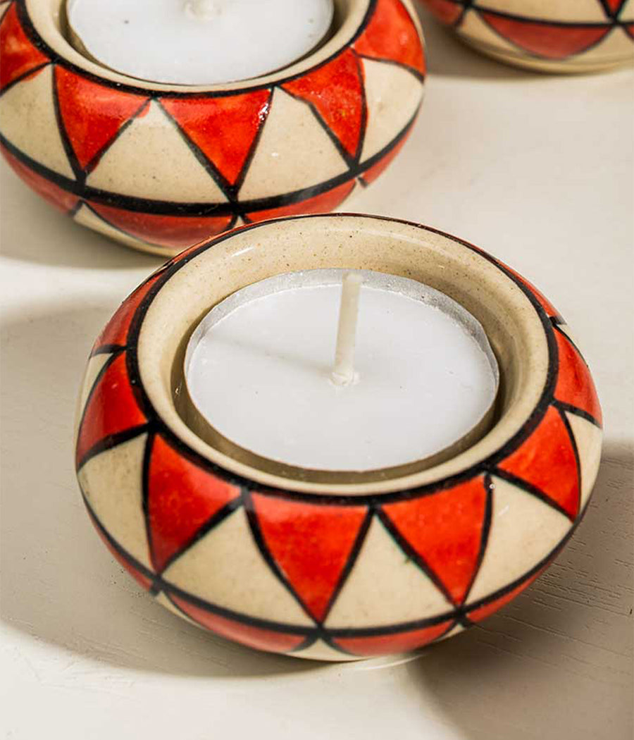 Blue Pottery Red Hills Diya - Set of 6