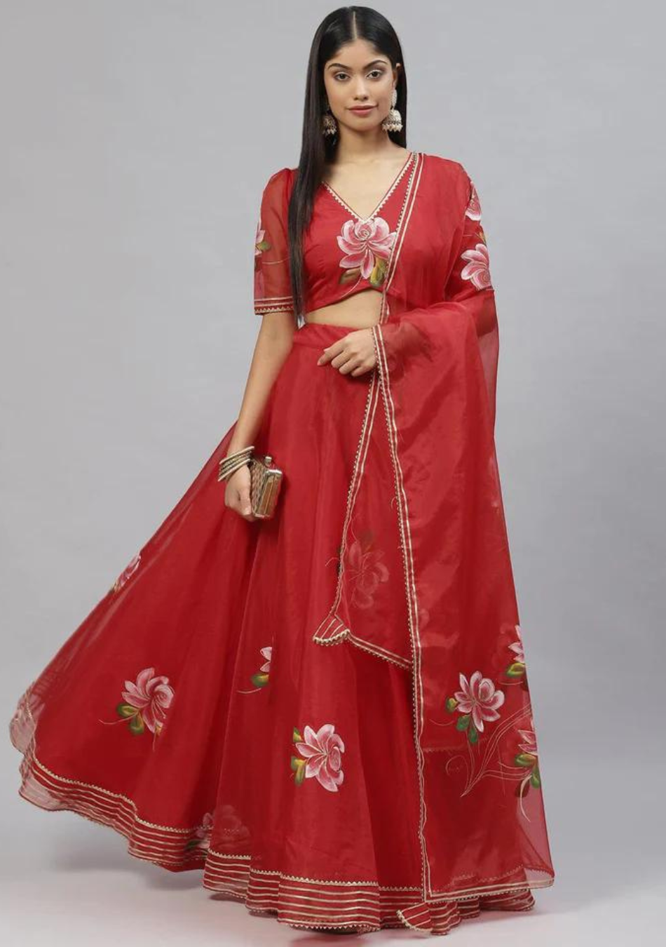 Red Bridal Lehenga with Fusion Embroidery | Angad Creations