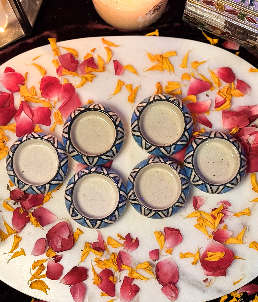 Blue Hill Ceramic Diya - Set of 6