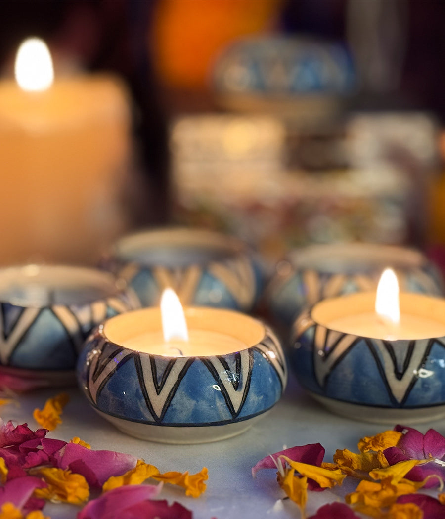 Blue Hill Ceramic Diya - Set of 6