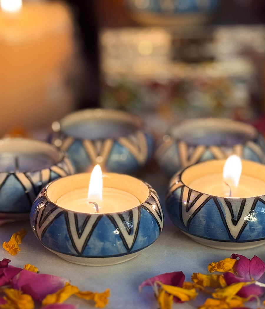 Blue Hill Ceramic Diya - Set of 6