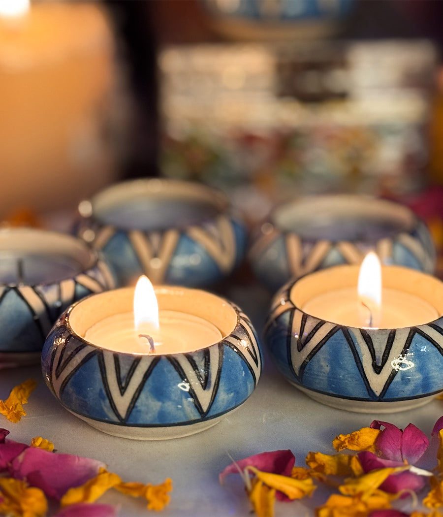 Blue Hill Ceramic Diya - Set of 6