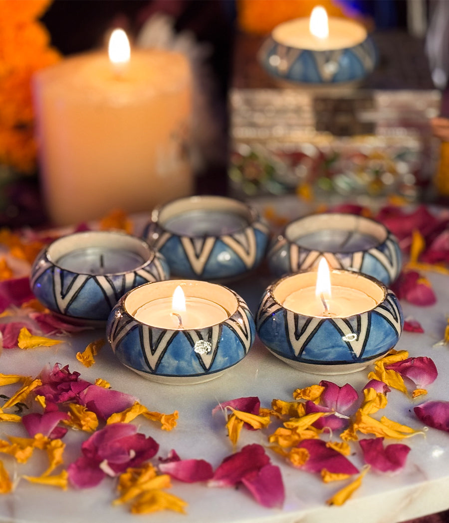 Blue Hill Ceramic Diya - Set of 6