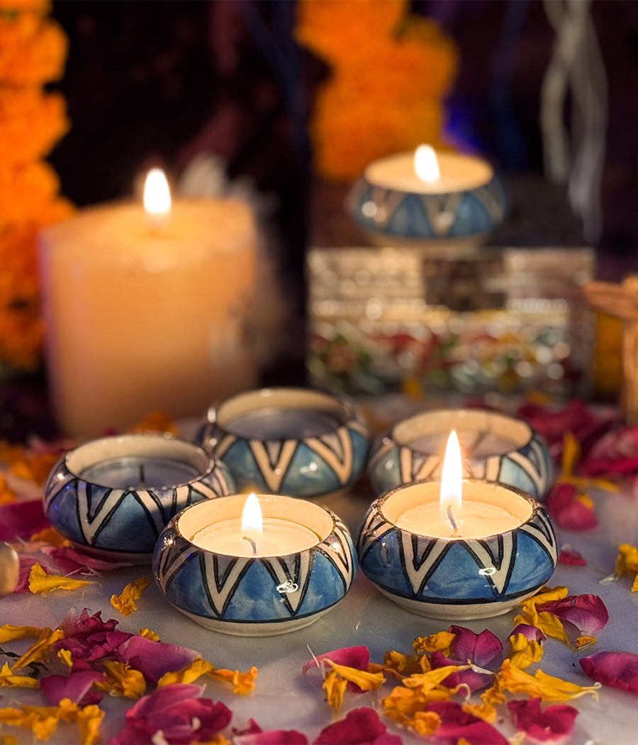 Blue Hill Ceramic Diya - Set of 6