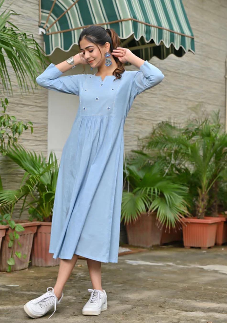Buy Sky Blue Dress Material for Women by Blissta Online | Ajio.com