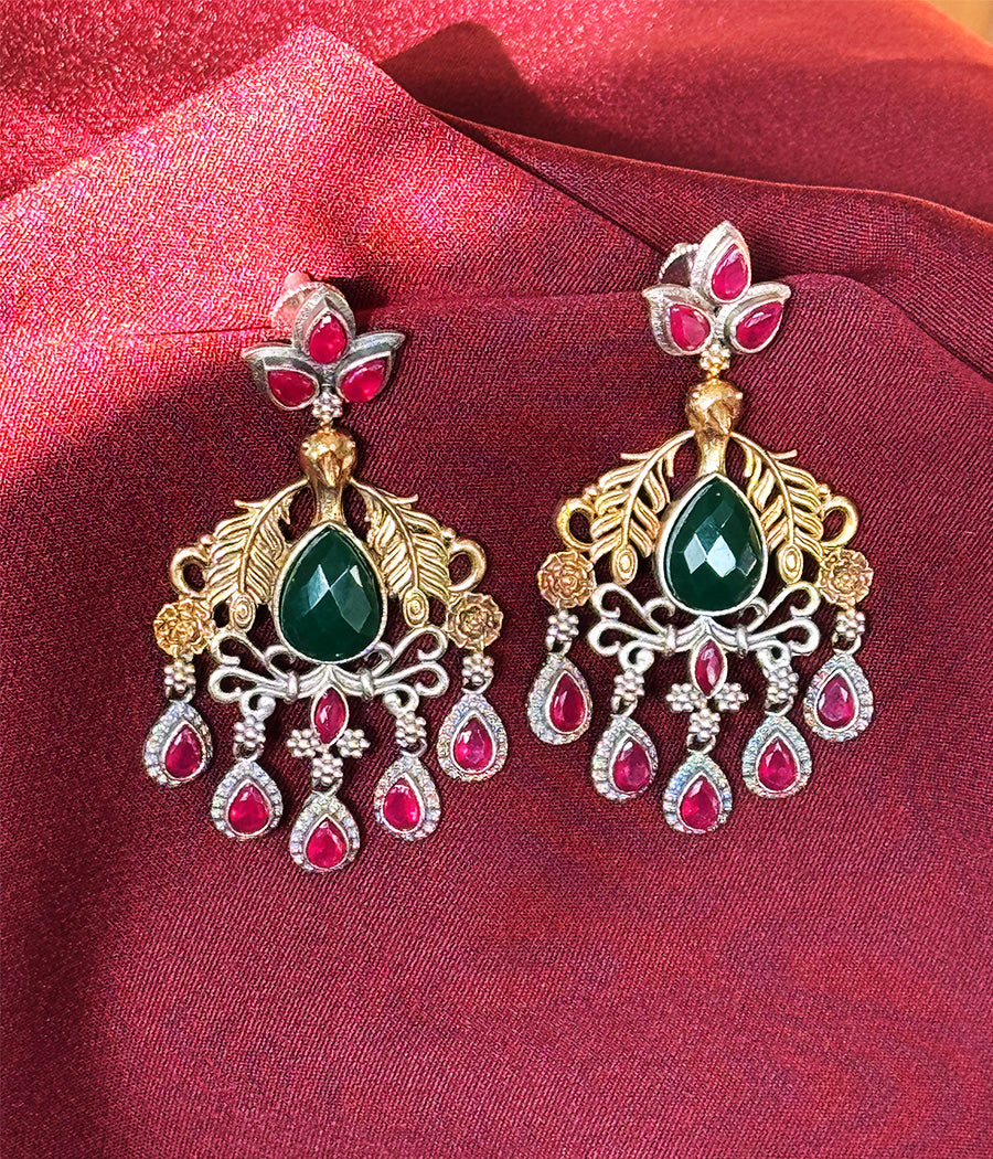 Peacock Jewel Dangle Earrings