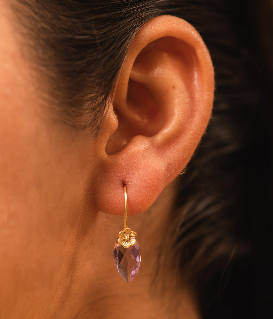 Bare Amethyst Gold-Plated Earrings